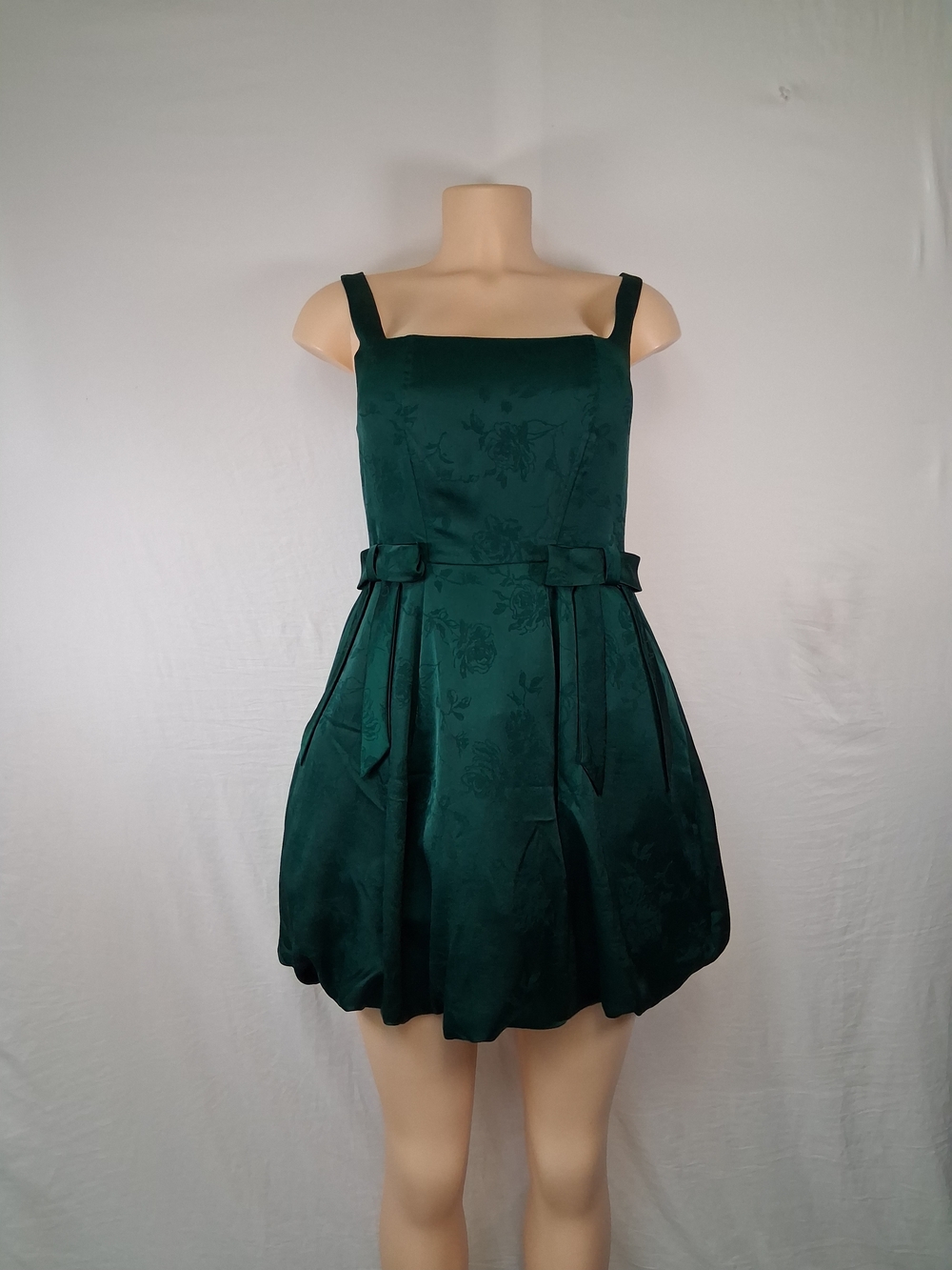 Francesca's Collections Dark Emerald Floral Jacquard Mini Dress Size S - Picture 4 of 17